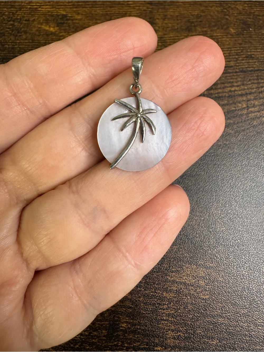 Sterling Silver Palm Tree Mother-of-Pearl Pendant - Elegant Beach Charm